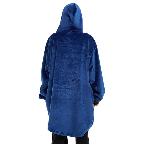Snuggs Blanket Hoodie Dark Blue Christmas Deer Pocket